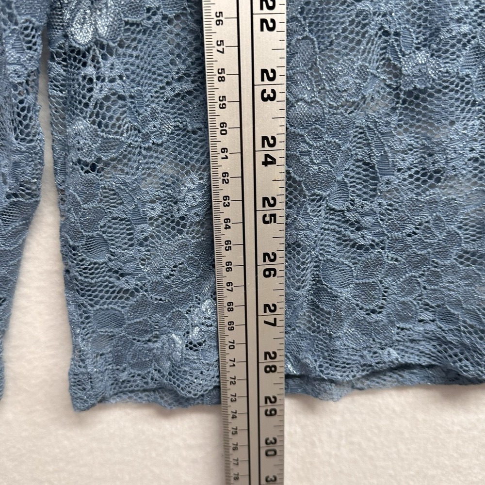 A Rare Bird Lace Layer Shirt L/XL Top Denim Sheer Whimsical Floral Ethereal New - Picture 7 of 7